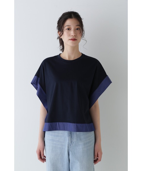 human woman tシャツ 異素材コンビカットソー レディース