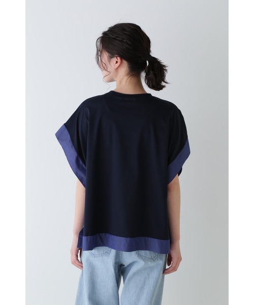 human woman 異素材コンビカットソー 24SS 日本製 human woman tシャツ 異素材コンビカットソー レディース
