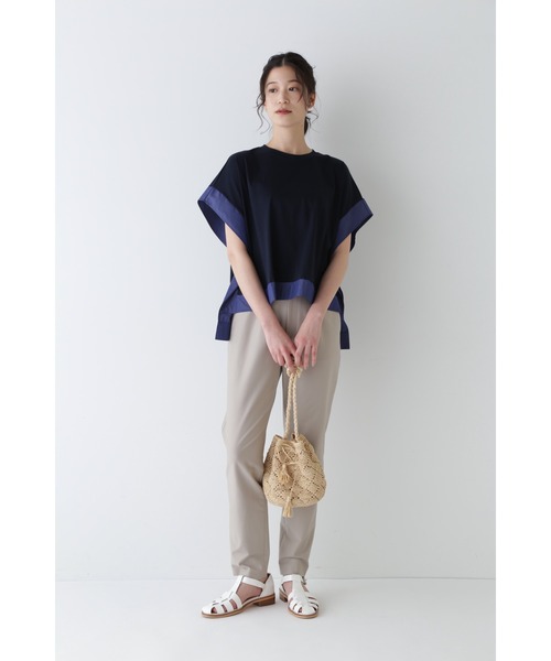 human woman tシャツ 異素材コンビカットソー レディース