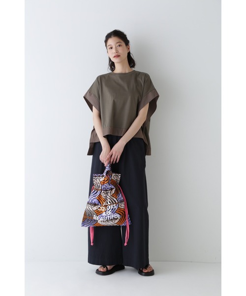 human woman tシャツ 異素材コンビカットソー レディース