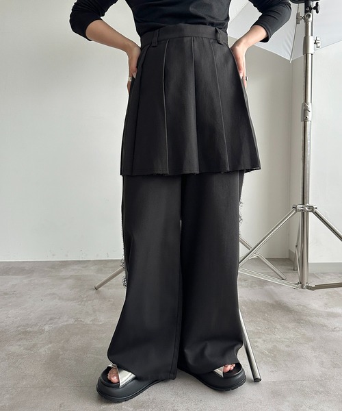 PONTI レイヤードプリーツスカート フリンジ 切りっぱなし 確認用  