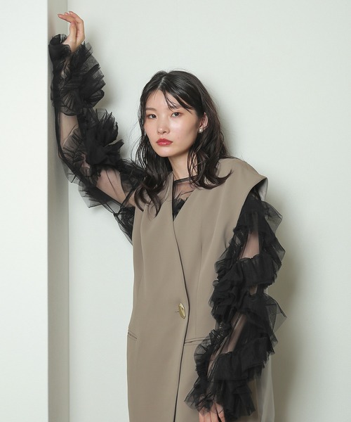 kana ドレス チュールトップス バックオーガンジージレ