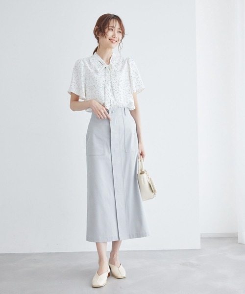 45R★デニムヒッコリーのベイカースカート（加工） 45R ヒッコリー ベイカースカート