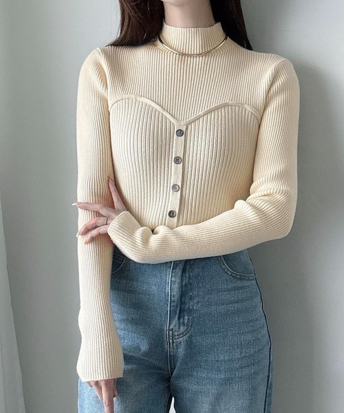 Meiru ニット セーター ラメビスチェリブニットトップス レディース