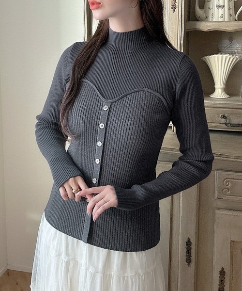 Meiru ニット セーター ラメビスチェリブニットトップス レディース