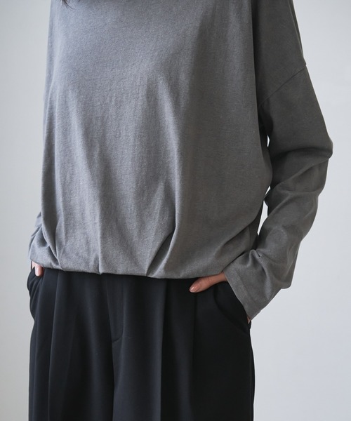 tシャツ 裾タッククルーネックカットソー レディース