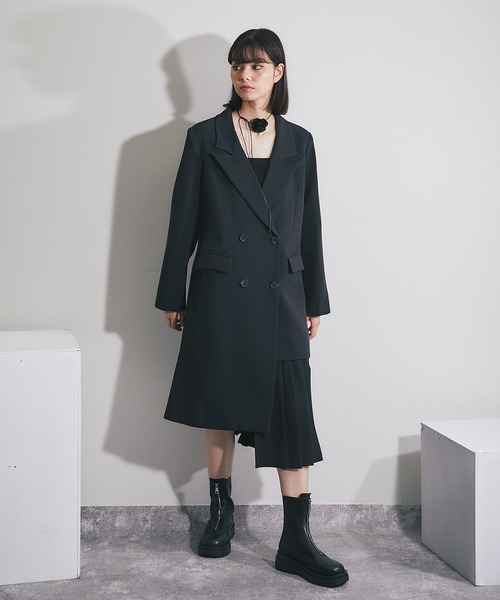 【にこ☺︎︎smile☆専用】ジャケット＆ロングジョンセット SMILE ORCHID スーツ 左右非対称テーラードロングジャケット