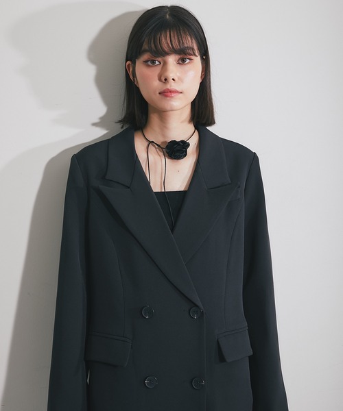 【にこ☺︎︎smile☆専用】ジャケット＆ロングジョンセット SMILE ORCHID スーツ 左右非対称テーラードロングジャケット
