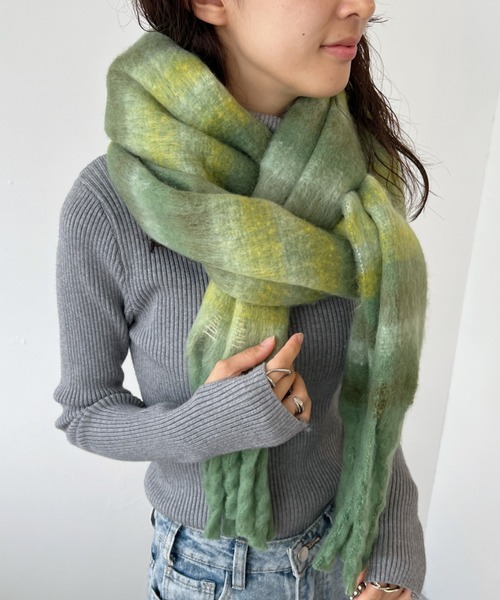 LOVALOT マフラー ストール チェックフリンジマフラー レディース