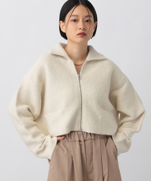 ブラミンク BLAMINK ポケット付 ウールナイロンエンブロカーディガン