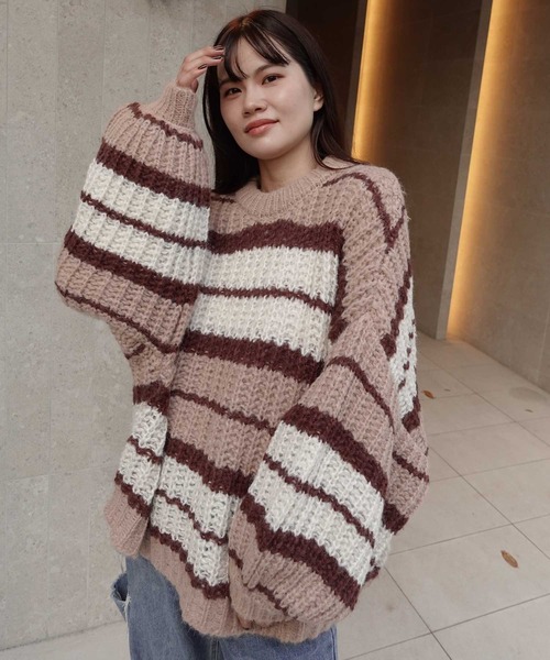 aclent マルチボーダールーズニット ACLENT アクレント マルチボーダールーズニット ニット セーター