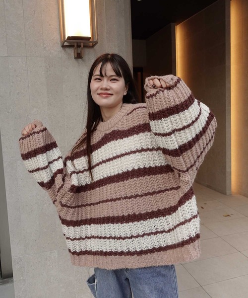 CORNERS（コーナーズ） ニット セーター マルチボーダールーズニット