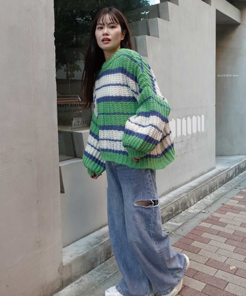 CORNERS（コーナーズ） ニット セーター マルチボーダールーズニット