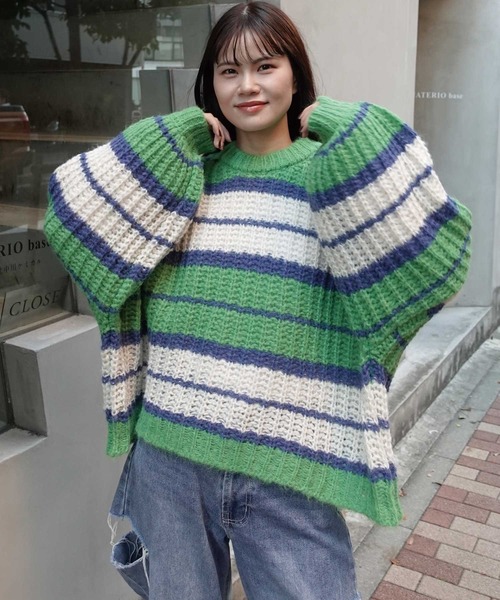 CORNERS（コーナーズ） ニット セーター マルチボーダールーズニット