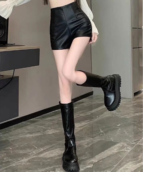 楽天市場】レザー ショートパンツ フェイクレザー レディース