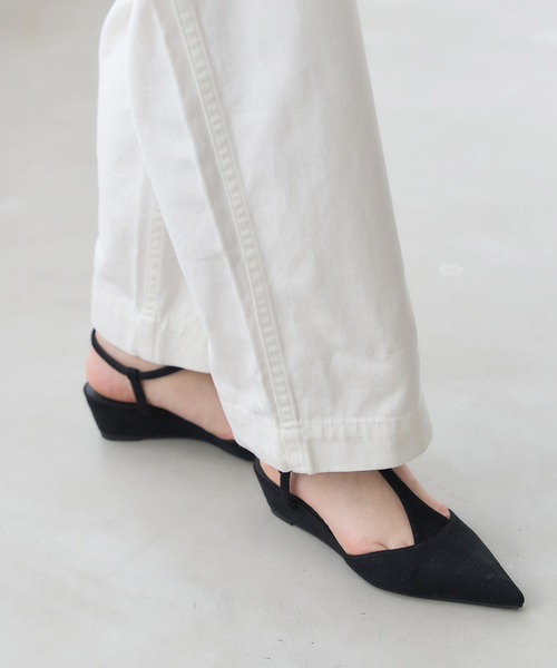 LE TALON パンプス 4cmポインテッドTストラップウエッジパンプス