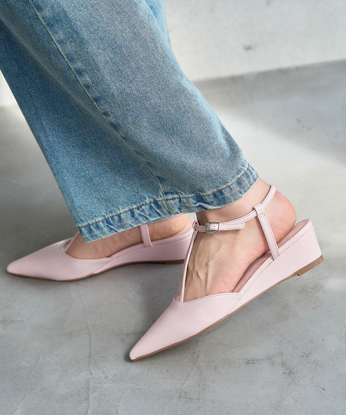 ✨新品✨LE TALON 4cm ポインテッドTストラップウエッジパンプス 4cmポインテッドTストラップウエッジパンプス（パンプス）｜LE