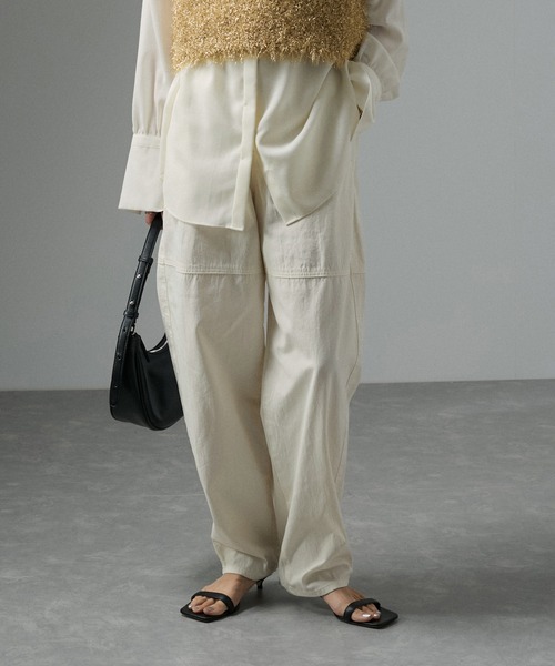 ウェストゴム スリップオン ツイル素材 ワイドパンツ trim_fce_item63719989d3c5b.jpg