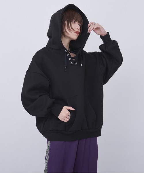 Ellno Loset（エルノロゼット） パーカー レースアップフーディ