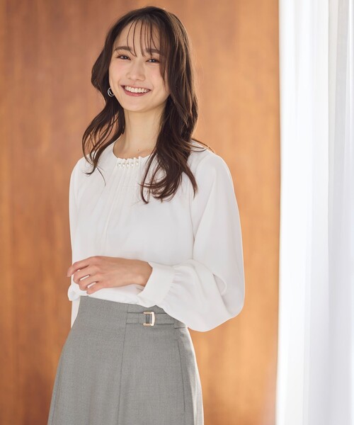 ANY SIS（エニィスィス） ブラウス シャツ 「洗える」フロントパール調