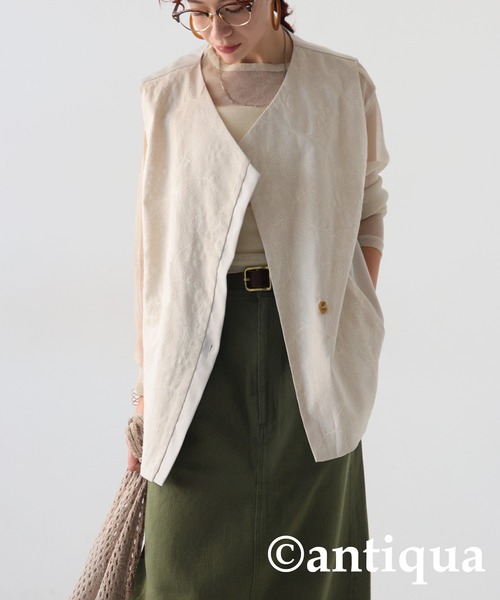 antiqua（アンティカ） セットアップ コーデセット 刺繍ベスト