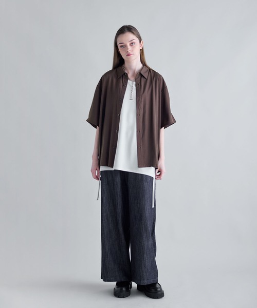 SOCCE シャツ ルーズシルエットシルクライクドレープハーフ