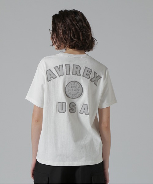 AVIREX tシャツ 「50th Anniversary」LEATHER PATCHED VARSITY T