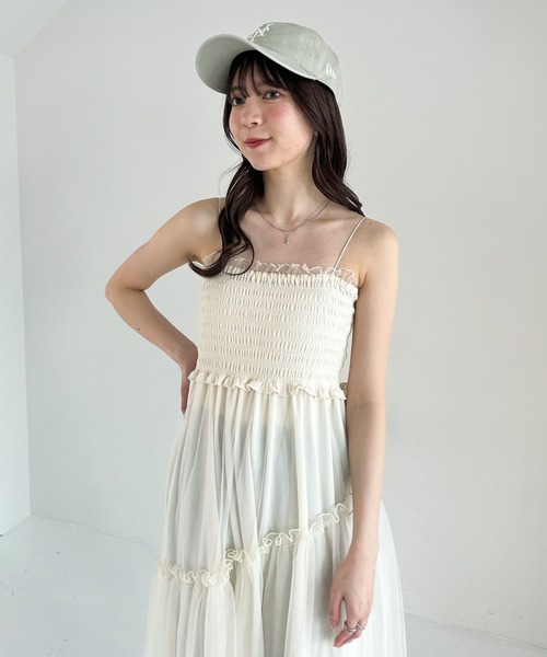 “& Other Stories” シャーリングキャミドレス Heather ワンピース シアーシャーリングキャミワンピース 323371