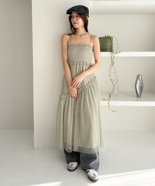 Heather ワンピース シアーシャーリングキャミワンピース 323371