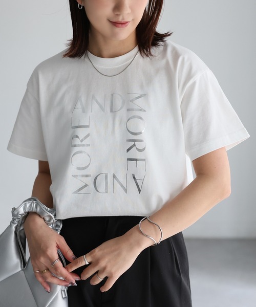 Riberry tシャツ スクエアロゴプリント半袖Tシャツ レディース