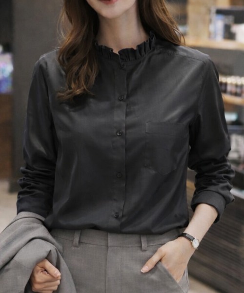 Sally Lunn ブラウス シャツ 「選べる7カラー/S〜XLサイズ展開♪」襟元