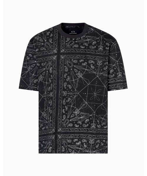 tシャツ 「A|X アルマーニ エクスチェンジ」ペイズリープリント 半袖クルーネックTシャツ/REGULAR+ メンズの画像