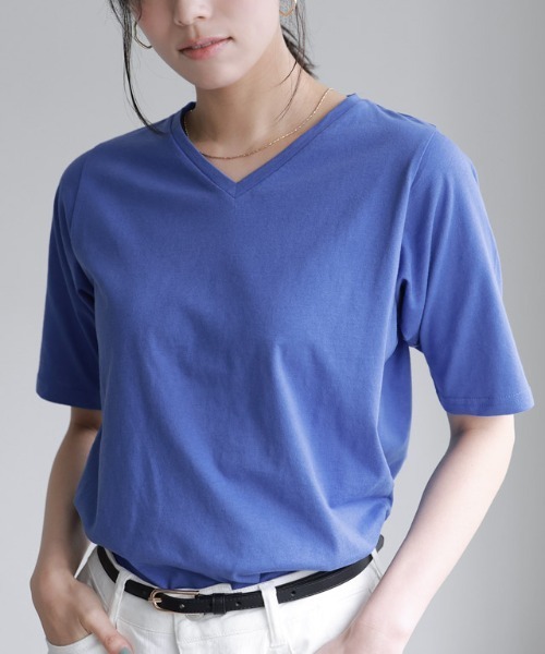RUNSEOKJINinJAPAN V-NECKBLUE VネックTシャツ青ジン RUNSEOKJIN in JAPAN V-NECK BLUE Tシャツ青 ジン RUN SEOKJIN