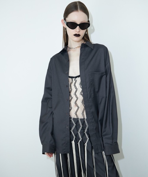 JOSE MOON/長袖シャツ/FREE/ポリエステル/WHT/1724510560-0 JOSEMOON SHIRT with PEARL(F BLACK): TOPSjosemoon