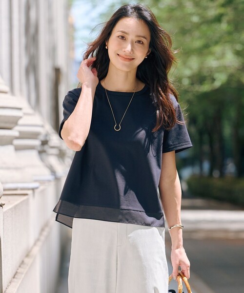 tシャツ 半袖 「WEB限定カラーあり・洗える」コットンスムース シアー