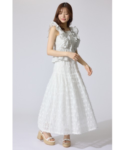 rienda ブラウス シャツ ダブルフリルブラウス 夏服