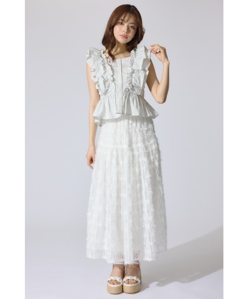ブラウス シャツ ダブルフリルブラウス 夏服 ノースリーブトップス レディース KOBE LETTUCE ブラウス シャツ レディース トップス 夏