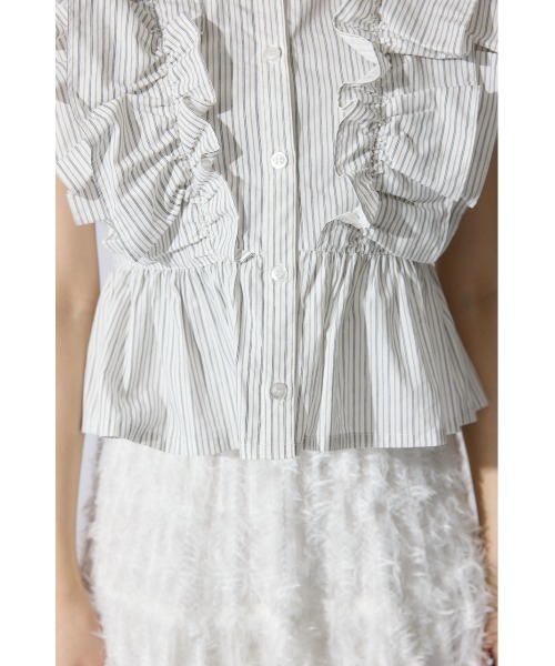 ブラウス シャツ ダブルフリルブラウス 夏服 ノースリーブトップス レディース rienda ブラウス シャツ ダブルフリルブラウス 夏服