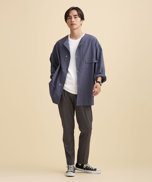 NANO universe 「NANO universe」 長袖シャツ S ダークネイビー