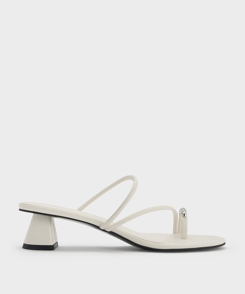 ★CHARLES&KEITH メタリックアクセント ヒールサンダル/送料込 CHARLES ＆ KEITH サンダル メタリックアクセント ヒール