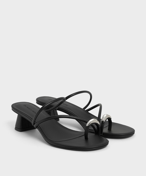台湾 CHARLES&KEITH メタリックアクセント リングサンダル CHARLES ＆ KEITH サンダル メタリックアクセント ストラッピー