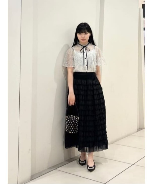 LOULOU WILLOUGHBY ルルウィルビー 黒 ブラック ランダムリボン タフタブラウス トップス アパレル 服 レディース サイズ2 allureville｜【LOULOU WILLOUGHBY】ランダムリボンタフタブラウス