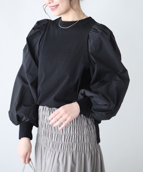 tシャツ アラフォーの袖ぽわんロンT 綺麗見えコーデ レディース