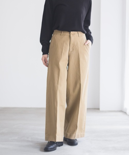 NAVY ワイドパンツ チノパン ワイドチノパンツ レディース : ZOZOTOWN