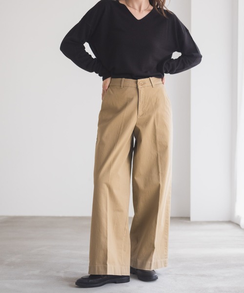 NAVY ワイドパンツ チノパン ワイドチノパンツ レディース : ZOZOTOWN