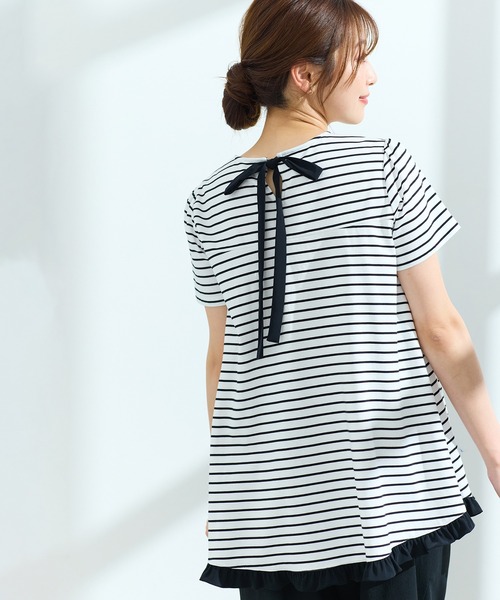 tシャツ 「人気追加」「接触冷感/UVカット/綿100％/手洗い可」ボーダーカットソー レディース