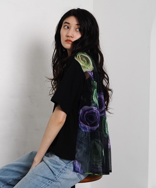 RADIO EVA tシャツ RADIO EVA A299 EVANGELION Rose Sheer Shirt