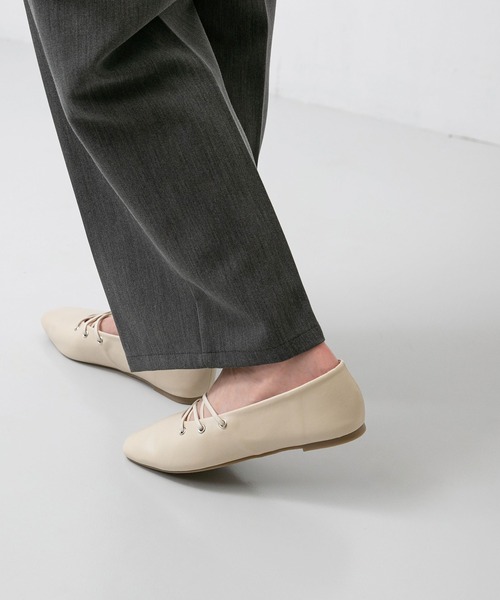 「menue」 フラットパンプス 24.0cm ブラック レディース