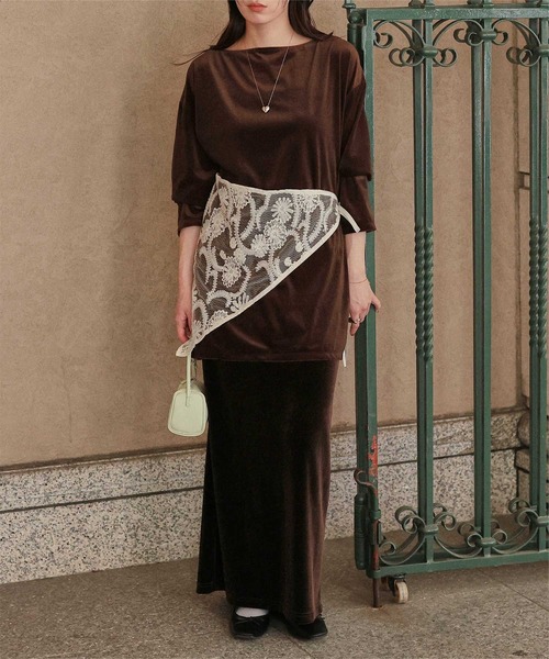 BOWTE ベロア スカート　ロンハーマン別注 callautia ベロアロングIラインスカート[品番：AMTW0011164]｜JUNOAH