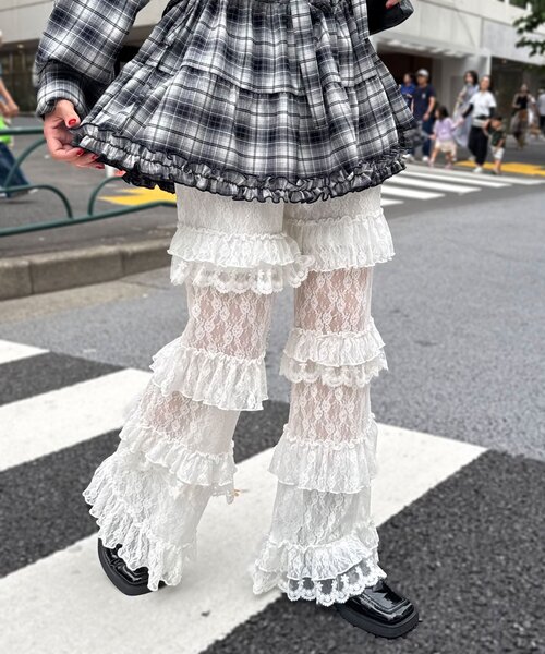 CIAOPANIC パンツ 「追加販売」ティアードレースフレアレイヤード